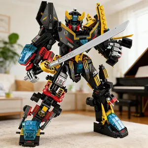 725pcs 6-In-1 Ninja Mech Building Blocks Toy, Educational Construction Set, Durable Plastic Material, Ideal Gift for Kids