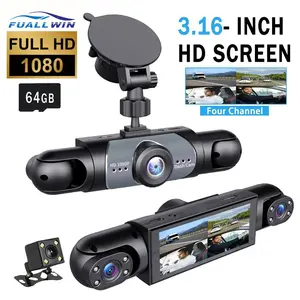 4 Channel  Car Dash Cam,1080P Car DVR with 64GB Memory Card,Plug and Play  need charge Car Video Surveillance with Night Vision 24/7Parking Mode Car DVR Hd Screen Front Rear Left And Right dashcam