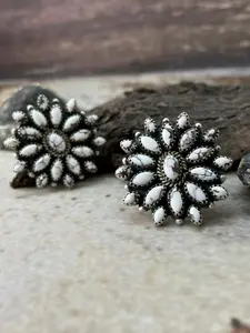 Handmade Sterling Silver Wildhorse Magnesite Adjustable Ring "Signed Nizhoni"