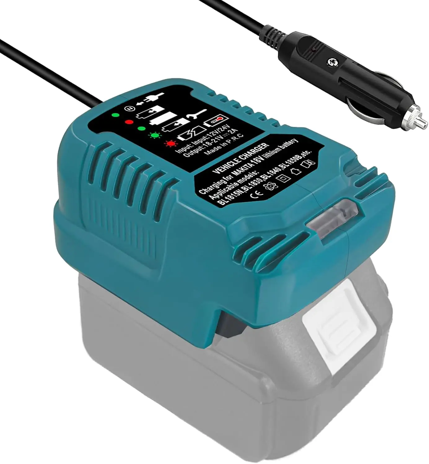 TPDL Mini Car Charger for Makita 18V Battery, Portable, Cigarette Lighter Plug, 1/4 Size of DC18RC Charger