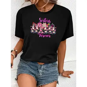 Hmong Sisters Kuv Yog Hmong Proud to Hmong Sisters Forever T-Shirt, 100%Cotton Sister T Shirt for Women Mom Family Friends, Fabric Weight:180g, Black Round-neck, S-XXL, Soft Breathable Colorfast Women's Casual Short Sleeve Top for Birthday or Festival