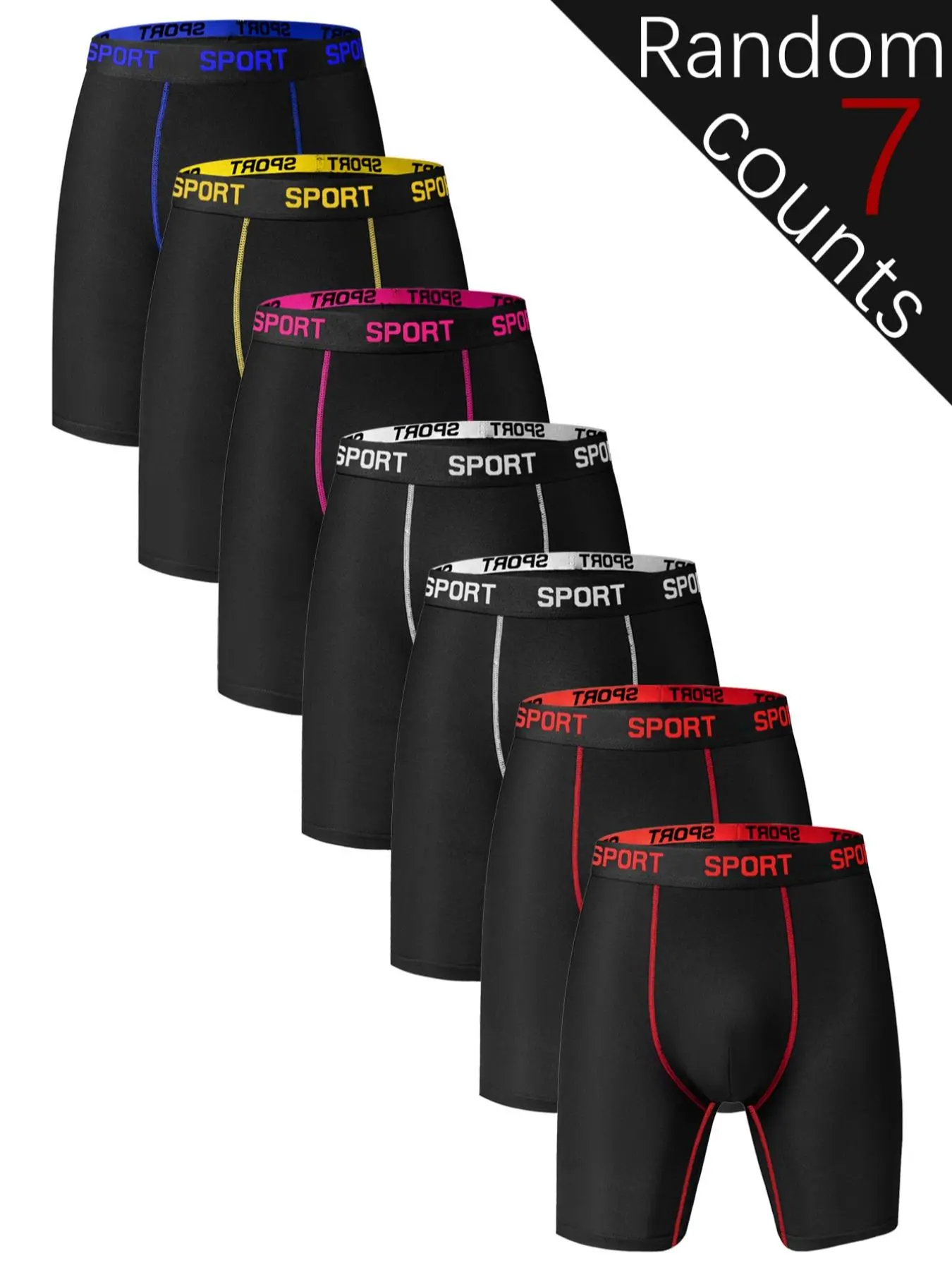 7 pcs men's flat cornered underwear, fashion and comfort, Lightweight, Athletic sports underwear, suitable for all seasons, home, and various activities