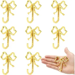10 Pcs Gold Bow Hooks, Bow Hooks for Wall, Bow Decoration Hook,Decorative Hook, Suitable for Room, Bathroom, Love Shack Fancy Decor (Gold)