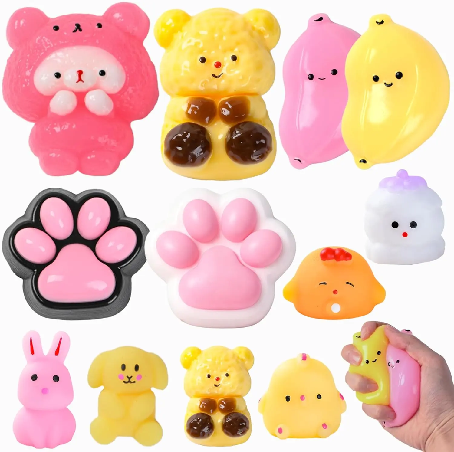 12PCS Squishy Cat Squeeze Toys, Kawaii Sticky Cat Squishies, Slow Rising Stress Relief Fidget Toys, Mochi Squishy Cats for Kids, Party Favors, Sensory Pinch Toys