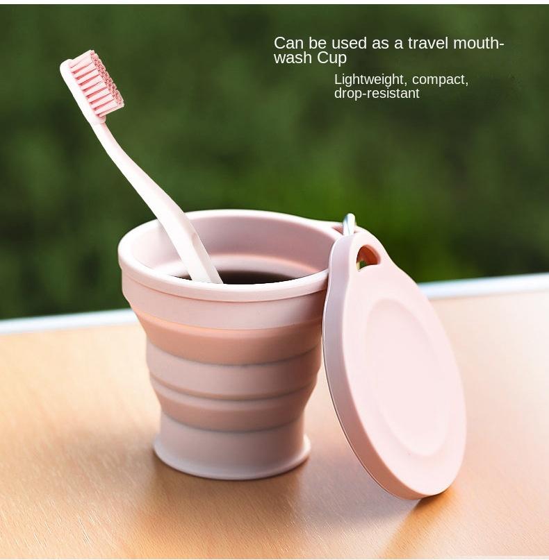 Adventure Series Foldable Silicone Outdoor Camping Cover Compressed Water Cup Portable and Retractable Mouthwash Cup