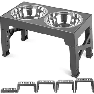 Niubya Elevated Dog Bowls, with Slow Feeder Bowl and Stainless Steel Dog Food Bowl, Raised Dog Bowls Adjusts to 5 Heights (3.15", 8.66", 9.84",11.02", 12.2") for Small Medium and Large Dogs