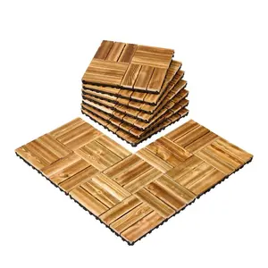VEVOR Interlocking Deck Tiles Solid Wood, 27 Pack, 12x12 Waterproof Camphor Pine Wood Flooring All Weather Use, Patio Floor Decking Covering Tiles for Porch Poolside Balcony Backyard, (Wooden)