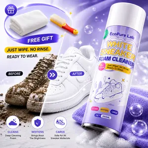 Make Your Shoes Look Brand New  EcoPure White Shoe Cleaner Kit Instant Foam Cleaning – No Water Needed Removes Deep Stains in Seconds Safe for Sneakers, Leather & Mesh Comes with Brush & Towel