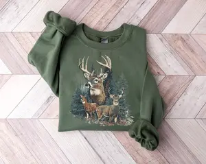 Deer Sweatshirt, 90's Retro Fall Buck And Doe Deer Sweater, Americana Nostalgia Crewneck, Cozy Hunter Gildan SweatShirt, Cozy Trad Wife Tee, Hunter Gift