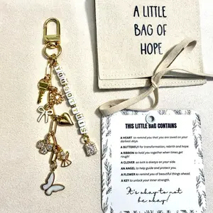 18k Gold Plated Custom Bag Charm Keychain with Symbolic Charms – Gift-Ready in Microfiber Bag – Optional Name & Birthstone Add-On