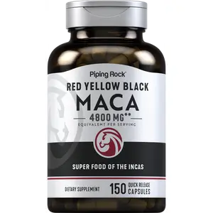 Piping Rock Maca Root Capsules | 4800mg | 150 Powder Pills | For Women and Men | Red, Yellow, and Black | Non-GMO, Gluten Free Supplement