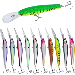 Fishing Lures Hard Baits Bass Crankbait Minnow Lures, 10 count Deep Diving Swimbait with  Treble Hook 3D Lifelike Eyes Walleye Lures Fishing Lures for Bass Trout Walleye Catfish Redfish Pikes