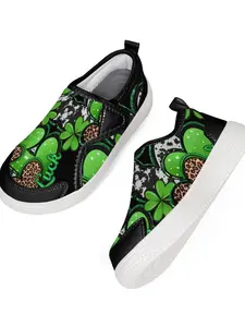 KPOP Velcro slip-on, flat children's shoes. Fashionable print, multiple patterns, can accept all kinds of novel customized patterns. Anti-kick toe design to protect children's toes. Casual flat shoes,28-39, covering sizes for children and teenagers.