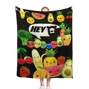 Hey Bear Dancing Fruit Premium Flannel Throw Blanket - Soft Warm All-Season Blankets for Sofa, Bed, Couch, Camping, Office Travel, Warm Gift for Christmas, Valentine’s Day & Year- Hypoallergenic Mac