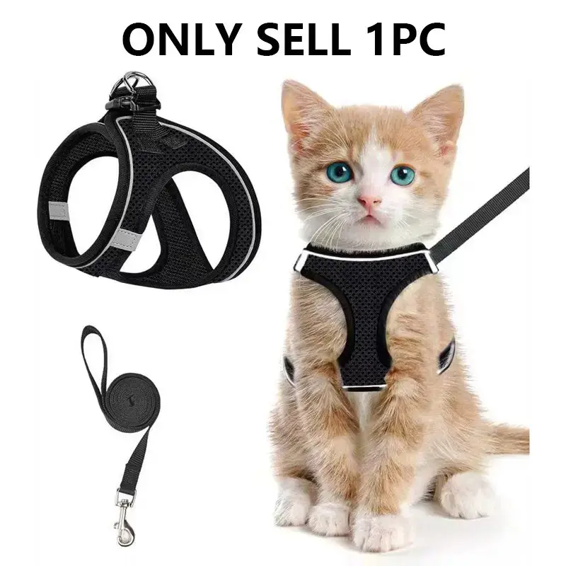 Adjustable No-Pull Pet Harness & Leash Set, Breathable Mesh Harness for Kittens/Cats, Outdoor Walking Home & Party Gift Pet Supplies