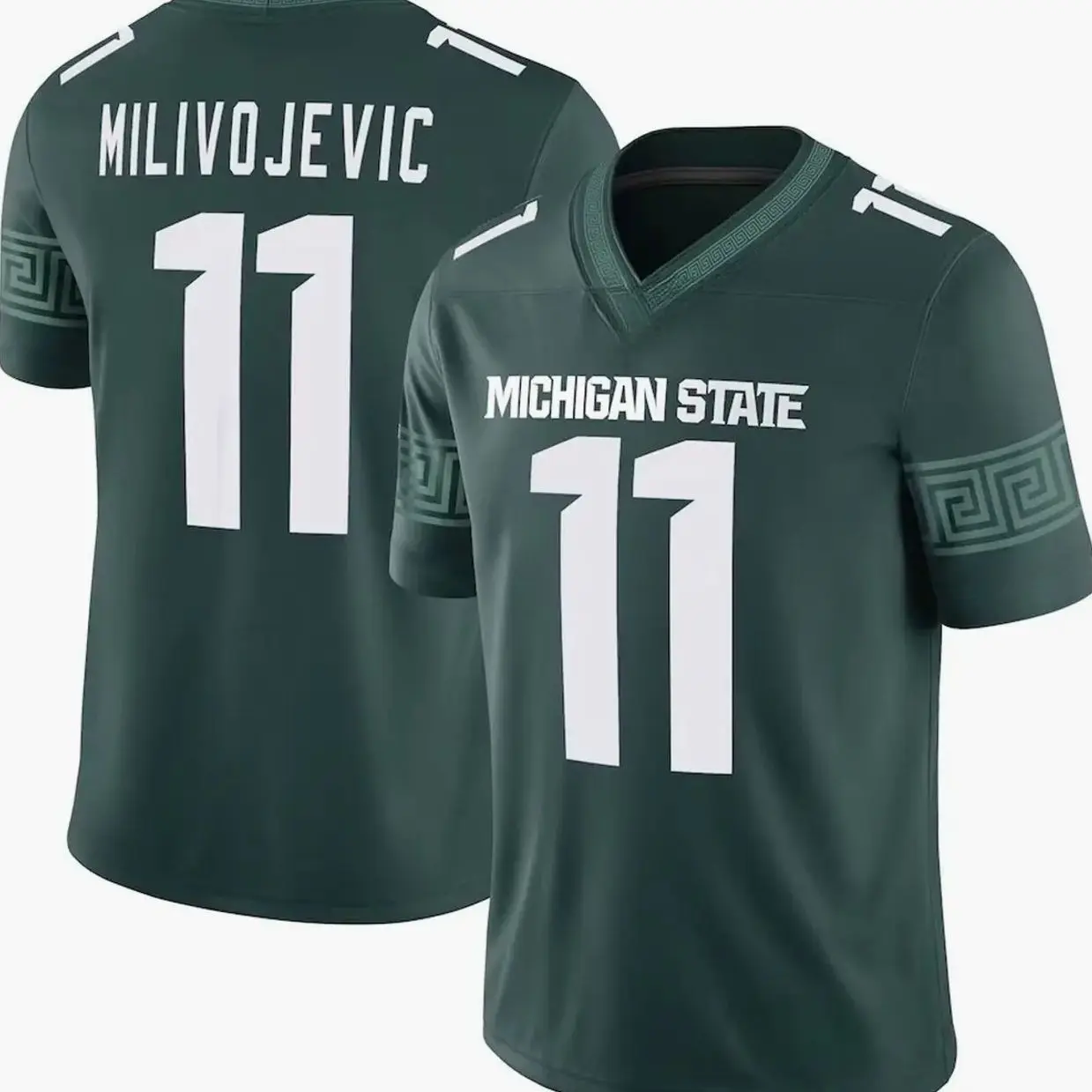 Unisex Football Inspired #11 Milivojevic Michigan State Spartans Team Game Football Jersey - Green