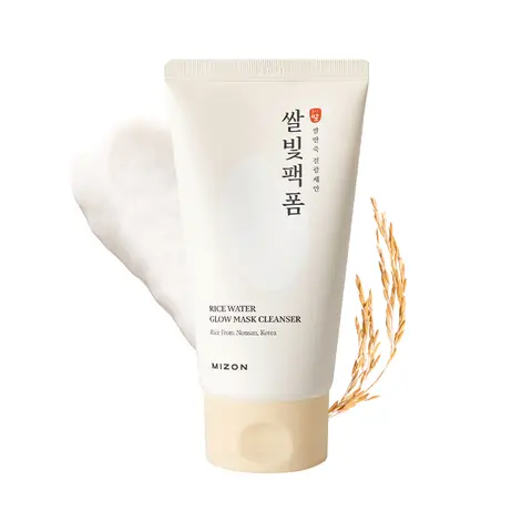 MIZON Rice Water Glow 2-in-1 Facial Cleanser & Mask - 5.07oz Daily Self Care Product for Adults, Hydrating, Moisturizing, Nourishing Skin Brightening Skincare with Rice Seed Water, Niacinamide, Ceramide NP, Squalane, Shea Butter, Olive for All Skin Types,