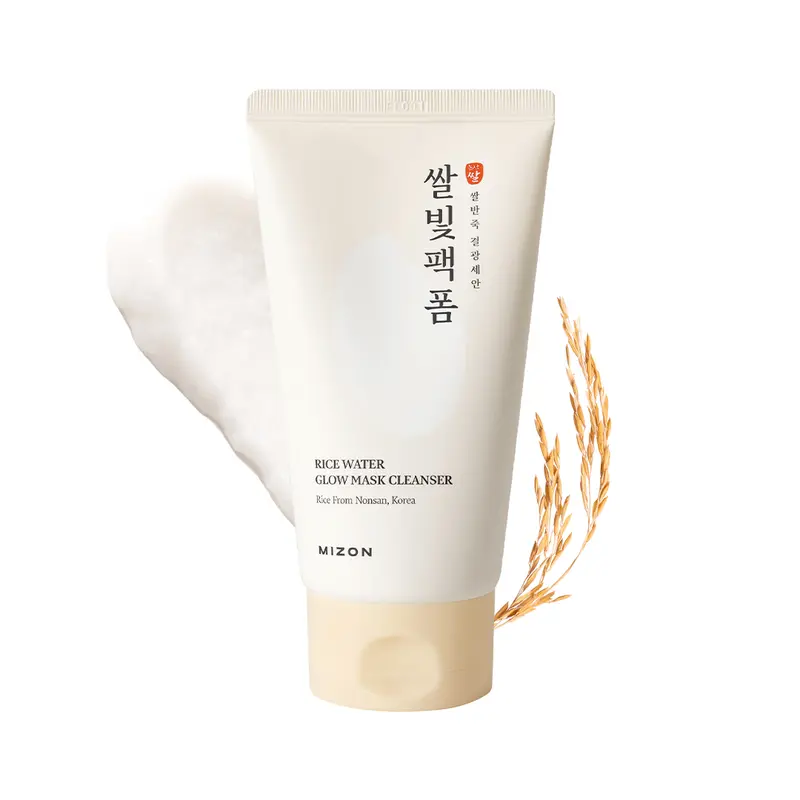 MIZON Rice Water Glow 2-in-1 Facial Cleanser & Mask - 5.07oz Daily Self Care Product for Adults, Hydrating, Moisturizing, Nourishing Skin Brightening Skincare with Rice Seed Water, Niacinamide, Ceramide NP, Squalane, Shea Butter, Olive for All Skin Types,