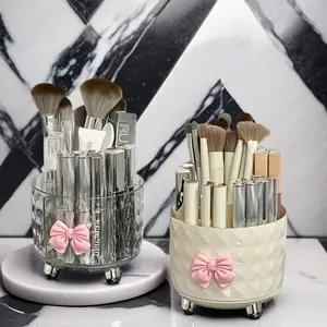 Multifunctional Rotating Makeup Storage Box, Coverless Rotatable Dressing Table Organizer for Lipstick Brushes Accessories, Birthday Gift