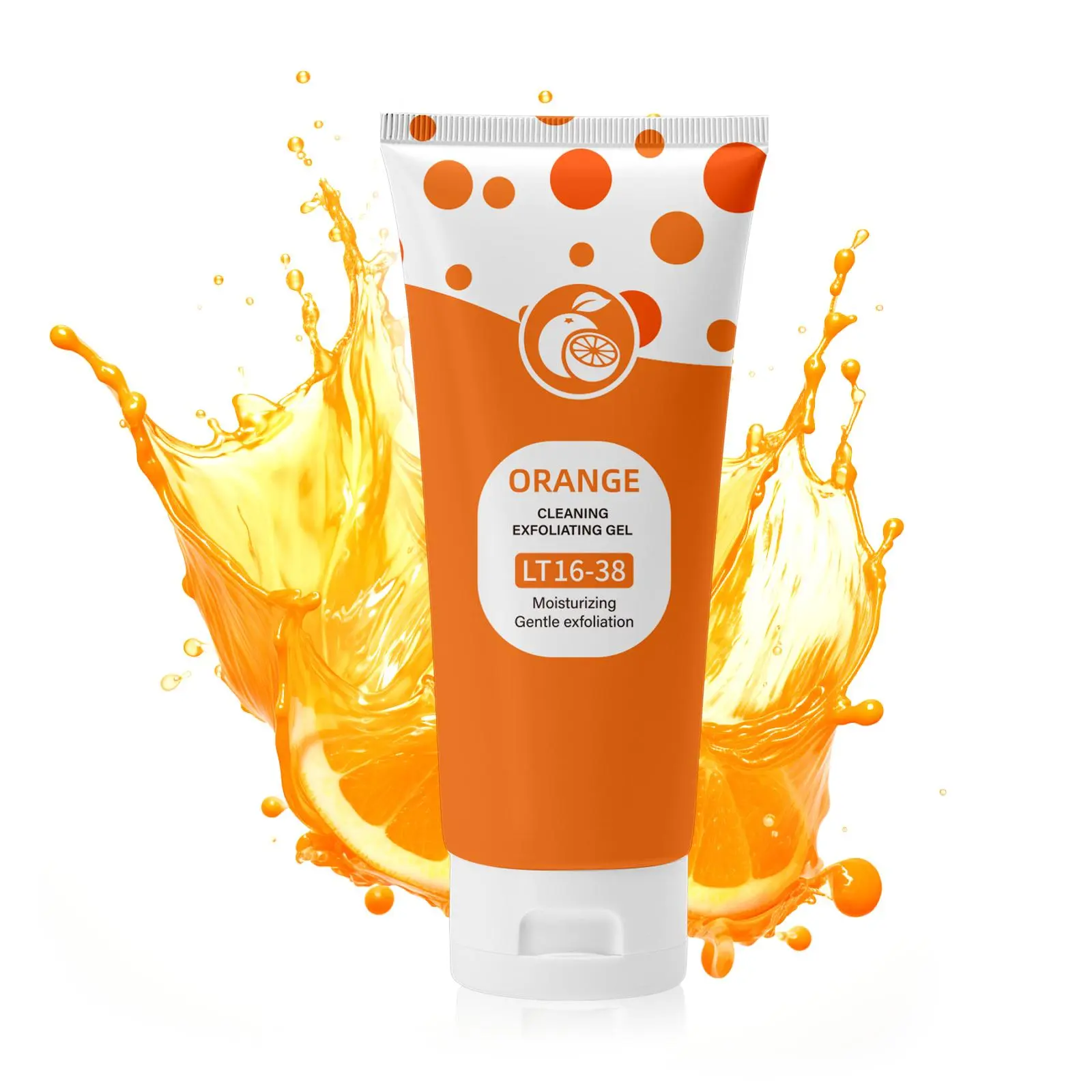 Orange exfoliating gel with natural orange essence. Softly purifies skin, locks in moisture, buffs rough dead skin, and leaves skin silky smooth, soft and fresh.