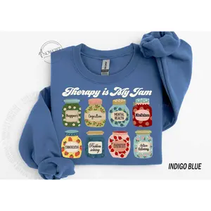 Therapist Short Sleeved T-SHIRT / Sweatshirt, Therapy Fabric is My Jam TEE , Mental Health Counselor, Psychotherapist, Psychologist Cotton