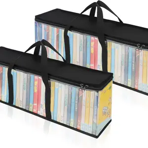 Ccidea DVD Storage Bags Clear PVC Media Holder Case with Handles, Fits Up to 40 Dvds Cds Vhs Blu Ray Movie Video Game Discs