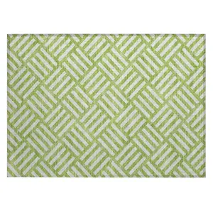 Machine Washable Rug - Indoor / Outdoor - Kids / Pet Friendly Squares Area Rug - Lime Green # 620