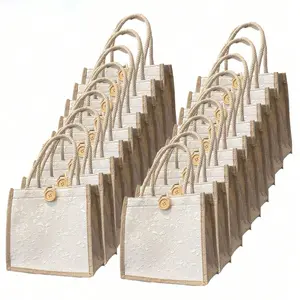 Reusable Linen Handbag, Blank Shopping Bag, DIY Design, Elegant Multifunctional Gift Bag, Wedding Bridesmaid, Student, Teacher, Promotional Event