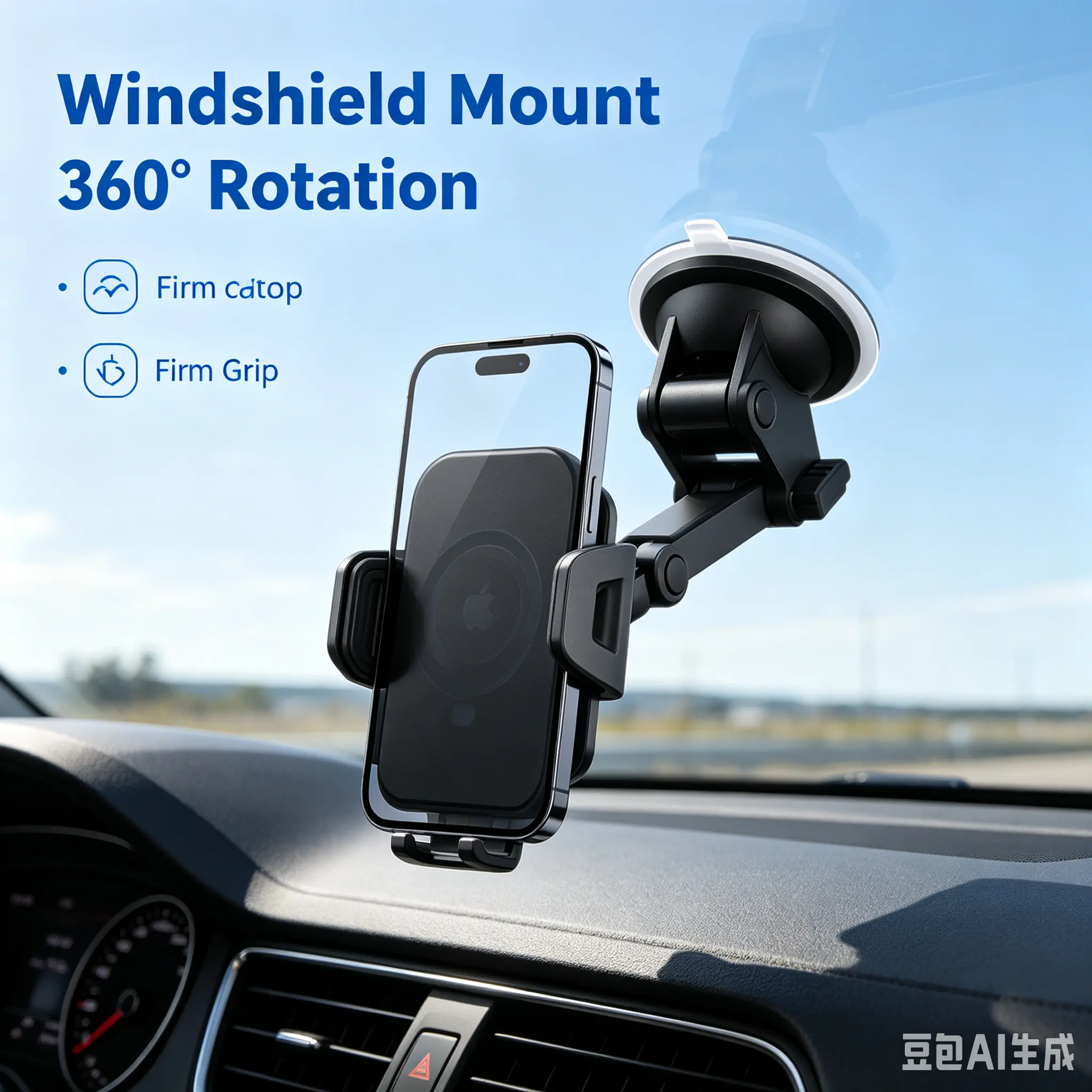 360° Car Phone Mount Windshield Phone Holder for GPS