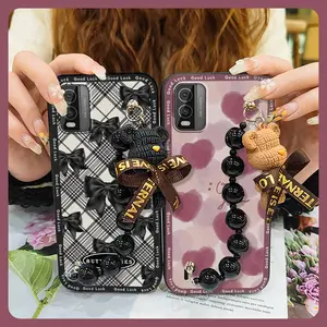 Skin-friendly feel Dirt-resistant Phone Case For Nokia C210 Anti-knock protective case Waterproof Cartoon Black pearl pendant phone case silicone cute Bear bracelet Simplicity