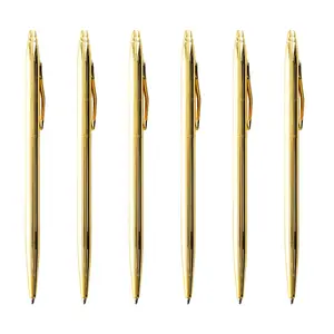 6Pcs/Set Slim Gold Ballpoint Pens,Black Ink 1 mm,Ideal Gift for Business Office Students Teachers Wedding Guest Halloween Christmas Party Gifts,Hand Tools Kits