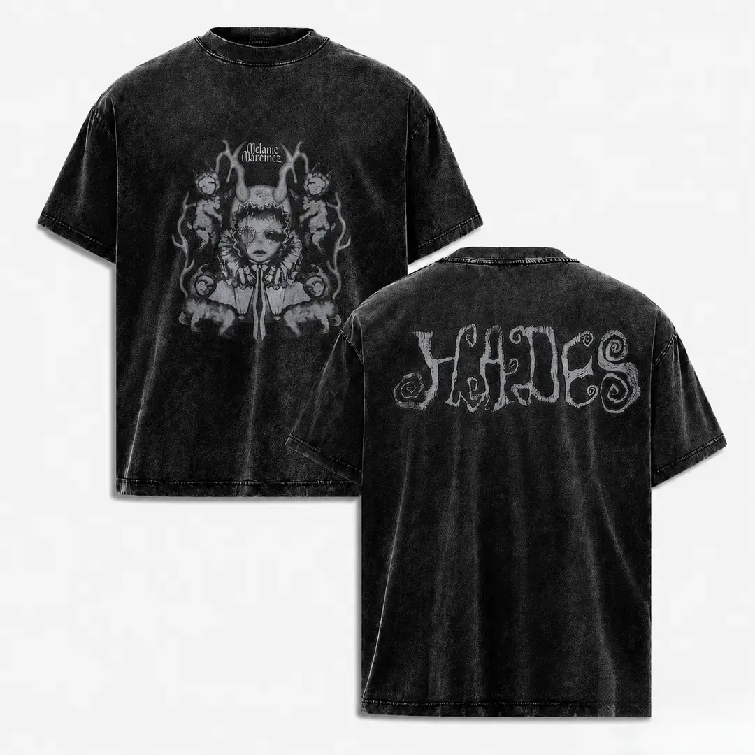 Melanie Martinez Hades Vintage Acid Wash  T Shirt, Unisex gothic streetwear y2k clothing graphic tee, A comfortable summer gift  wash vintage metal Basic Breathable