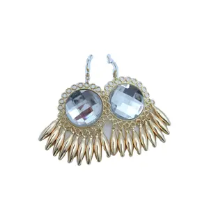 TFJ Women Fashion Jewelry Hook Earrings Set Gold Metal Long Dangle Sun Flower Bling Dressy Charm