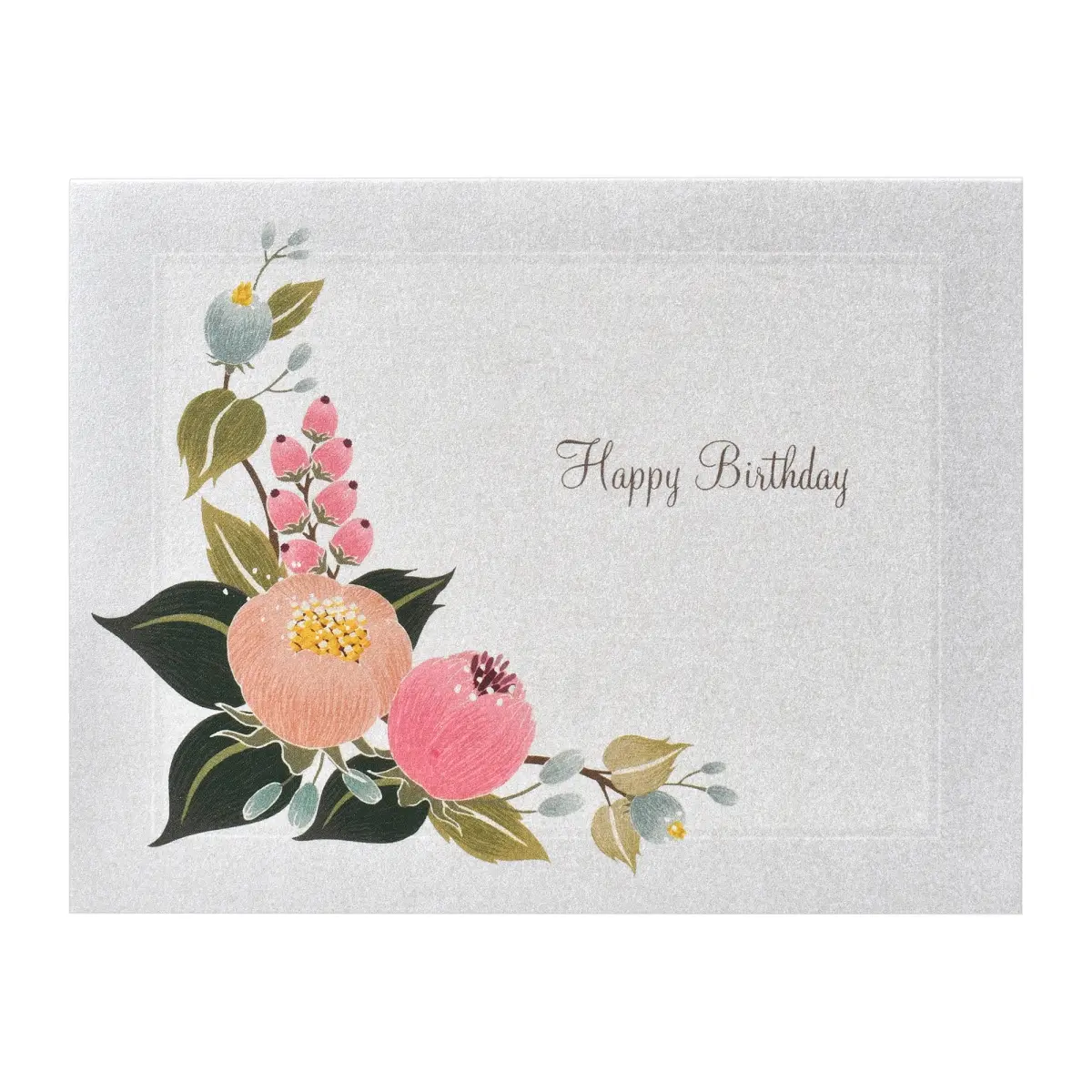 212 MAIN Eco-Friendly Embellished Floral Print Pearl Paper Greeting Card - A2 Size (5.5x4.25in Heavy Recycled Biodegradable Paper), Blank Inside, Pearl Accents, Happy Birthday Card, FSC-Certified, White Envelope, Birthday Gifts