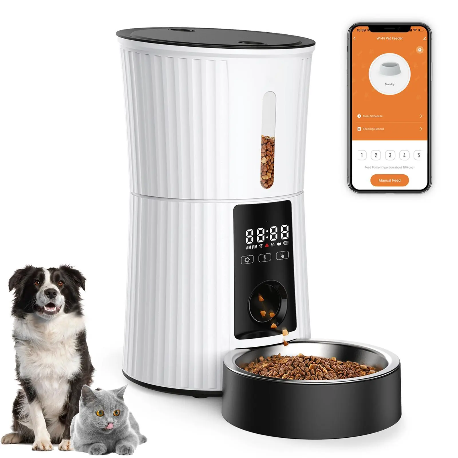 [Furlyn]Automatic Pet Feeder 4L WiFi App Control Smart Cat & Dog Feeder Programmable Meals Portion Control Anti Jam Sensor Food Dispenser