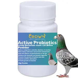 Probiotic Powder for Pigeons – 20 Billion CFU with Beneficial Bacteria – Supports Gut Health, Digestive Balance, Nutrient Absorption, Endurance & Feather Growth 50g