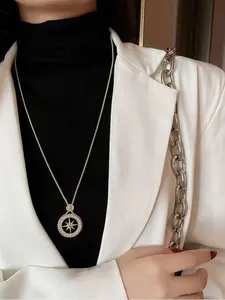 1 Elegant Gold Star Pendant Necklace Sparkling Cubic Zirconia Long Chain Hair Accessory Perfect Gift for Women Minimalist Chain