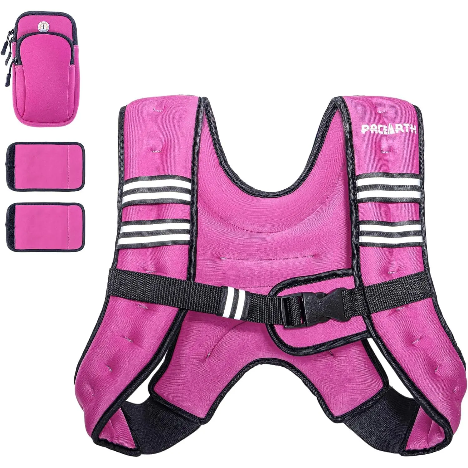 PACEARTH Weighted Vest,4lb/6lb/10lb/12lb/16lb/20lb/25lb/30lb Weight Vest with Reflective Stripe, Body Weight Vests Adjustable for Men, Women Workout, Strength Training, Running, Walking, Jogging