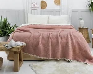 6 Layer Organic GOTS Certified Muslin Quilt - Natural Comfort, Breathable Cozy Year Round, Summer Quilt GOTS Certified Lightweight Quilt, Soft Organic Muslin Quilt All Seasons Cozy and Breathable,