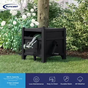 Suncast 100FT Hose Hideaway Durable Resin Hose Reel Storage