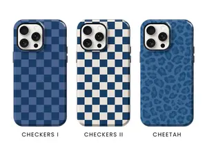 Navy Blue iPhone Case, Floral, Flowers, Polka Dots Spots, Wavy Checkers, Swirls, Solid Leopard, for 12 13 14 15 16 Pro Max Plus mini