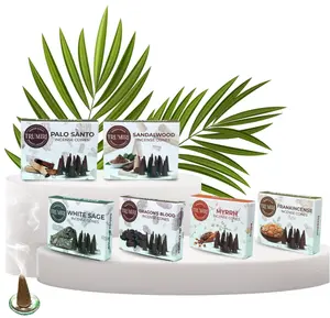 Woody Incense Cones - Variety Pack - Total 60 Cone Incense (6 Scents x 10 Conos) - White Sage, Palo Santo, Dragons Blood, Sandalwood - Inscents-Cones Scented - Insense Cones - Incent Cone