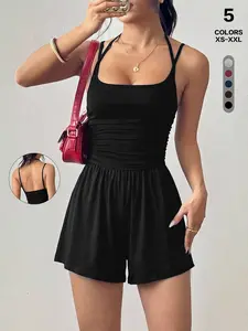 Women's Summer Romper 2026, Casual Chic One Piece Spaghetti Strap Sleeveless Jumpsuit, Short Beach Vacation, Comfortable & Stylish