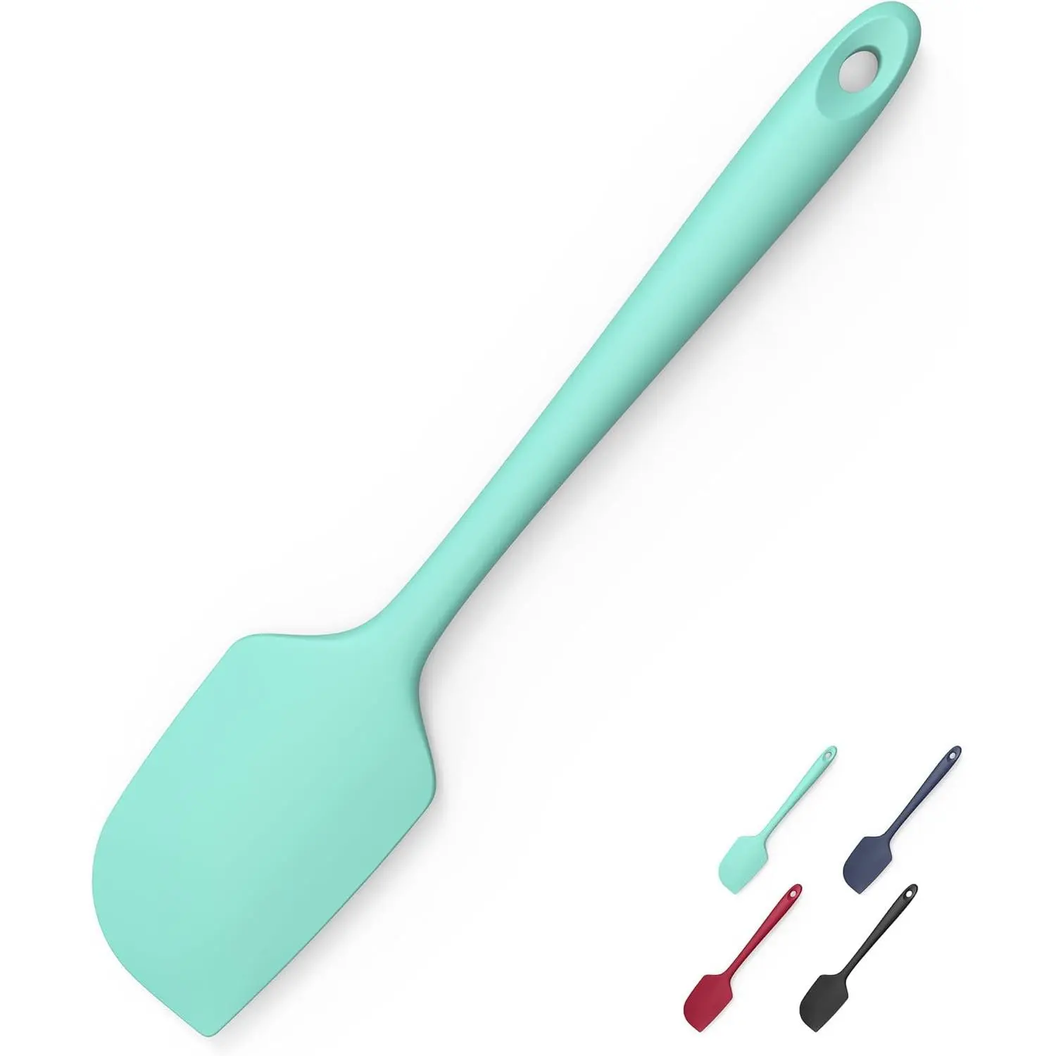 600?F Heat Resistant  Spatula,  High Temp Flexible Kitchen Rubber Bowl Scrapers  Grade Seamless Baking Supplies Scratch-Proof for Scraping Non-Stick Pans (11.4in, Aqua Sky)