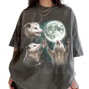 Opossum Howling at Moon Vintage 90s Graphic Comfort Colors, Retro Possum Silly Gift Shirt, Crew Neck, Menswear Top, Womenswear Top Underwear Streetwear