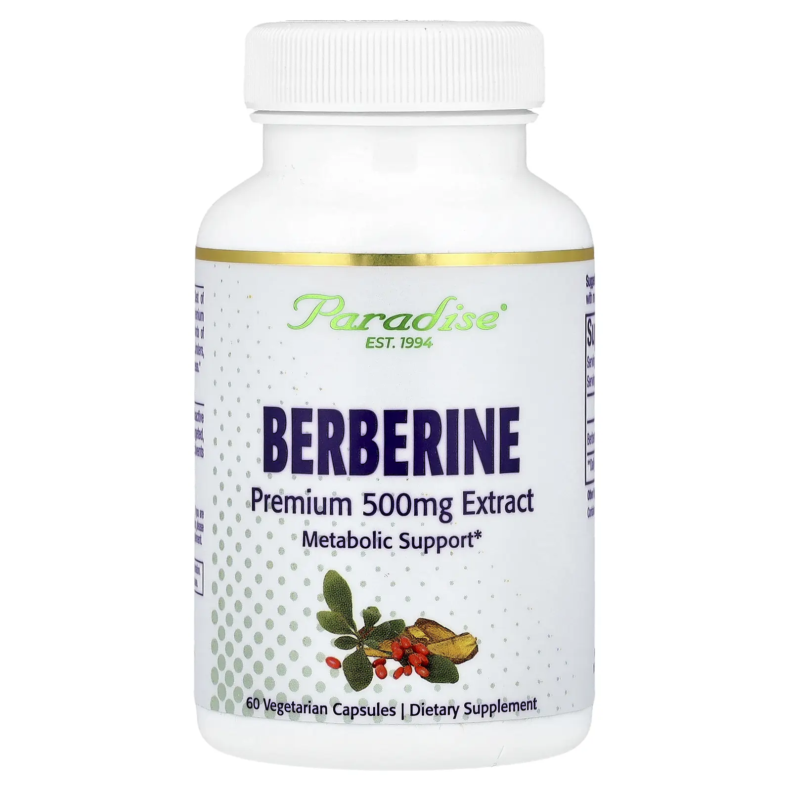 Paradise Herbs Berberine , 500 mg, 60 Vegetarian Capsules Paradise Herbs Berberine , 500 mg, 60 Vegetarian Capsules