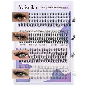 Yaiseiko Bottom Lashes Bottom Lash Clusters 4 Styles Lower Individual Lashes 310pcs Natural Look Lower Eyelash Clusters Spikes Cluster Lashes Manga Bottom Cluster Lashes 5-8mm DIY Lash Extensions