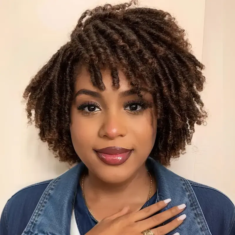 Women's Synthetic Kinky Curly Short Locs Wig Topper - Hairpiece for Thinning Hair to Boost Volume & Achieve a Natural Look