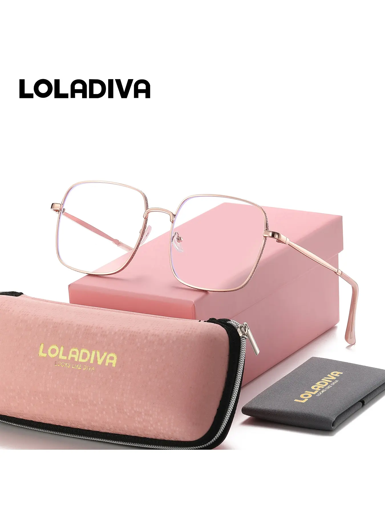 LOLADIVA Unisex Premium Craftsmanship Full Frame Plano Glasses Noble And Elegant Square Frame Plano Glasses