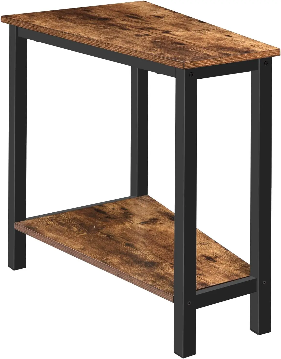 HOOBRO Wedge End Table, Recliner Wedge Side Table with Storage, Industrial Triangle Accent Table for Small Space, Corner, Living Room, Apartment, Rustic Brown BF64BZ01G1